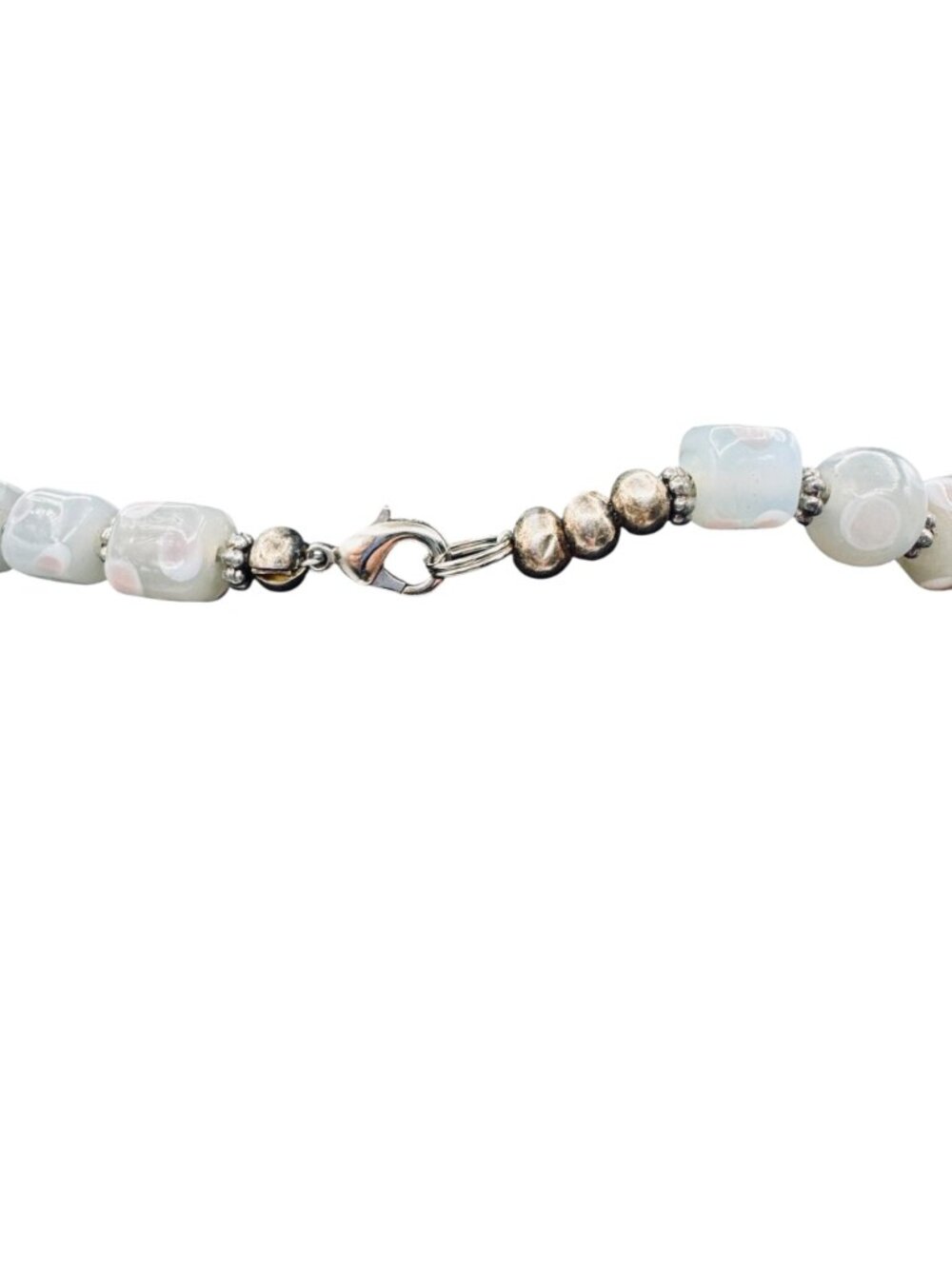 Lavender Lilac Glass Bead Necklace Handmade Pastel Silver Tone 20" Cottagecore - Picture 5 of 6